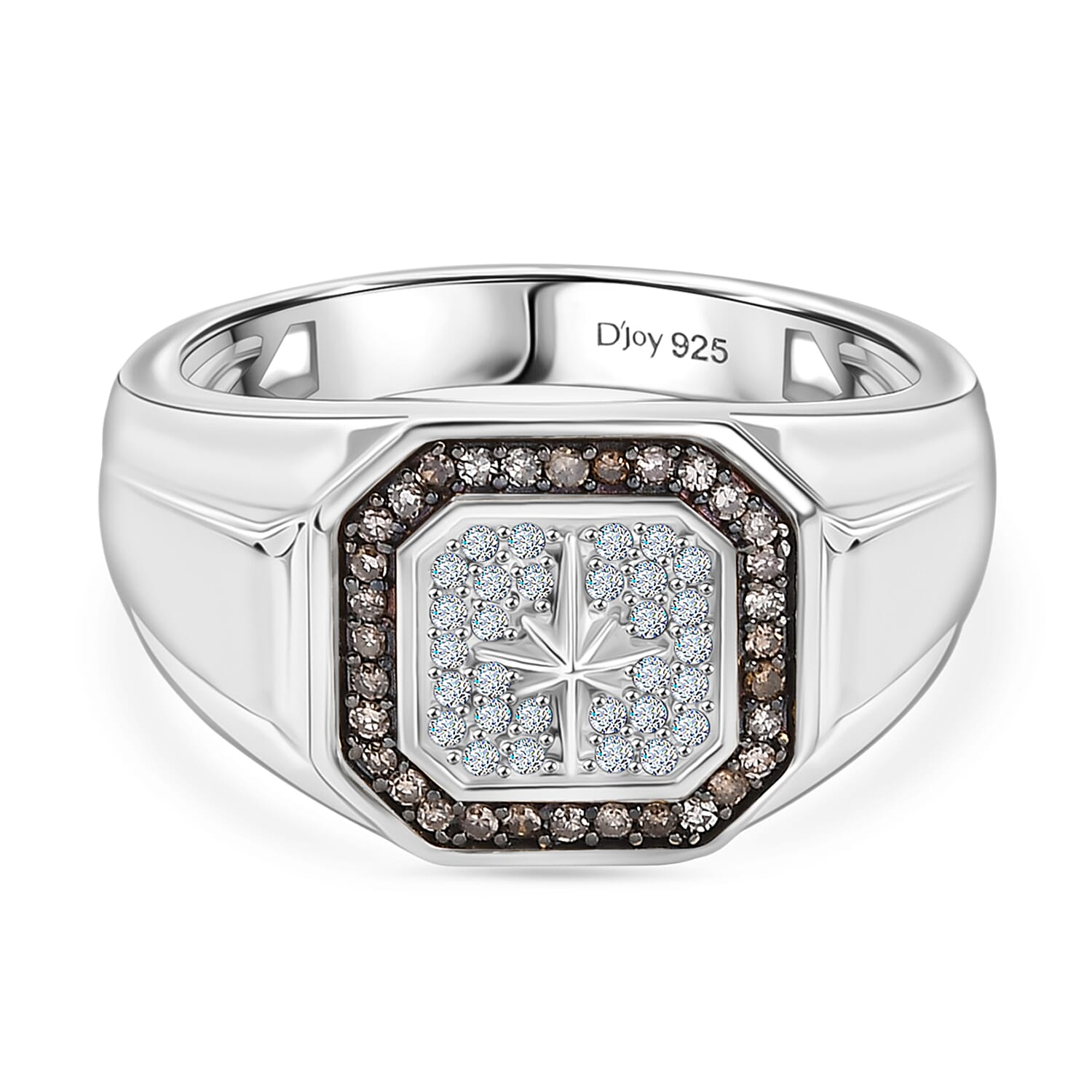 D'Joy White Diamond Mens Ring in Sterling Silver
