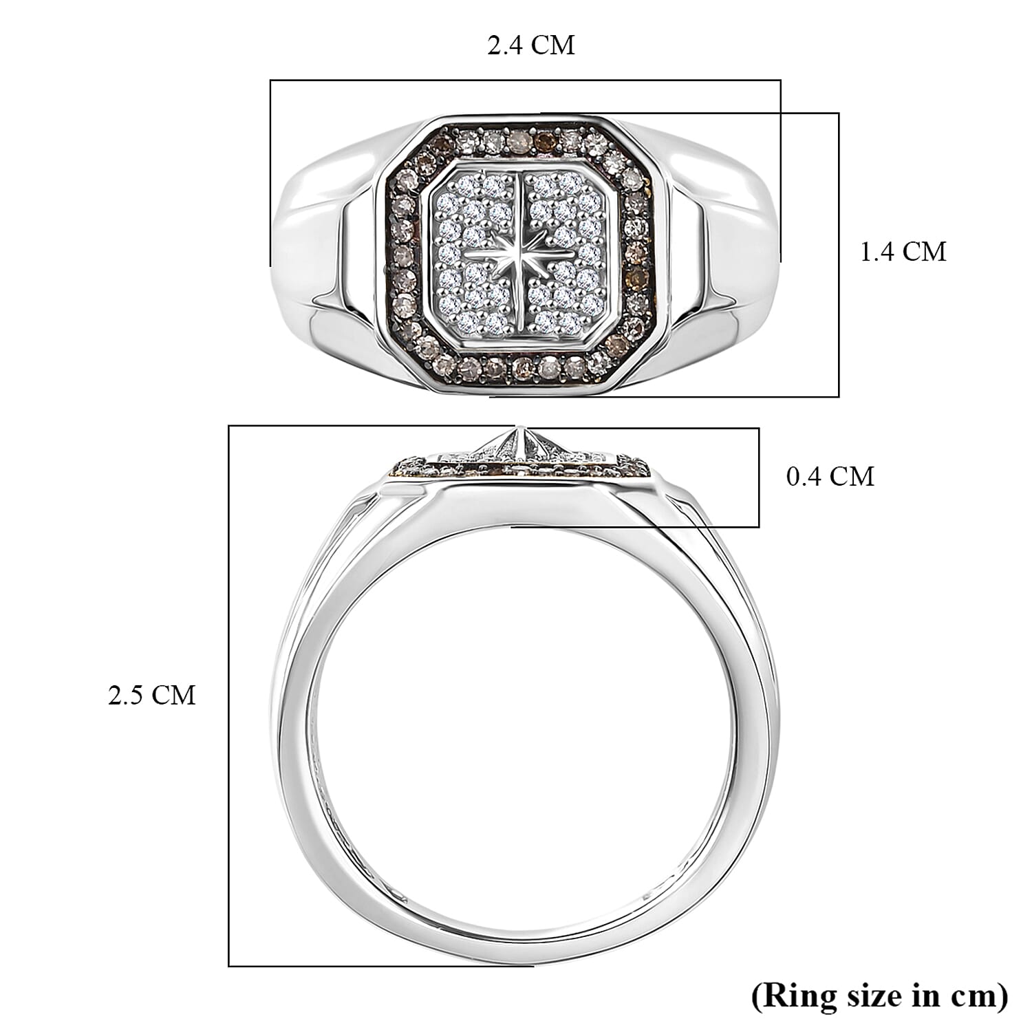 D'Joy White Diamond Mens Ring in Sterling Silver