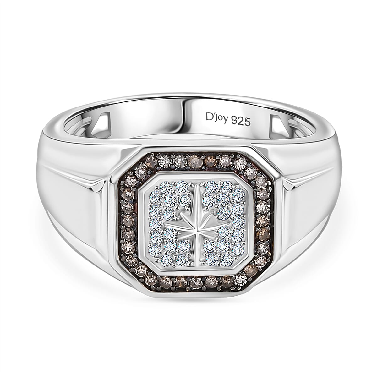 D'Joy White Diamond Mens Ring in Sterling Silver
