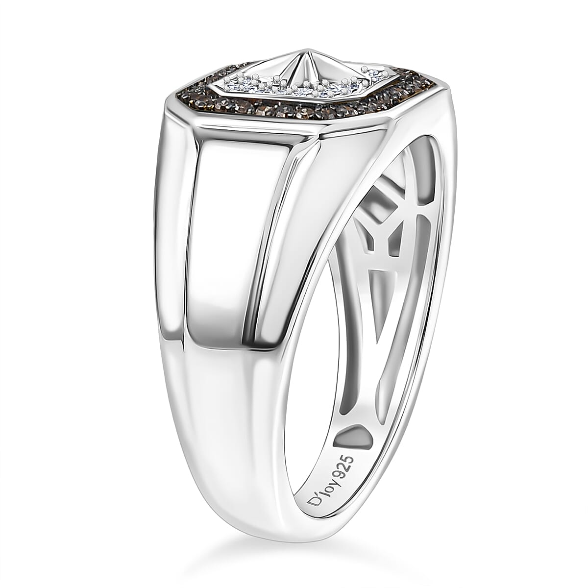 D'Joy White Diamond Mens Ring in Sterling Silver