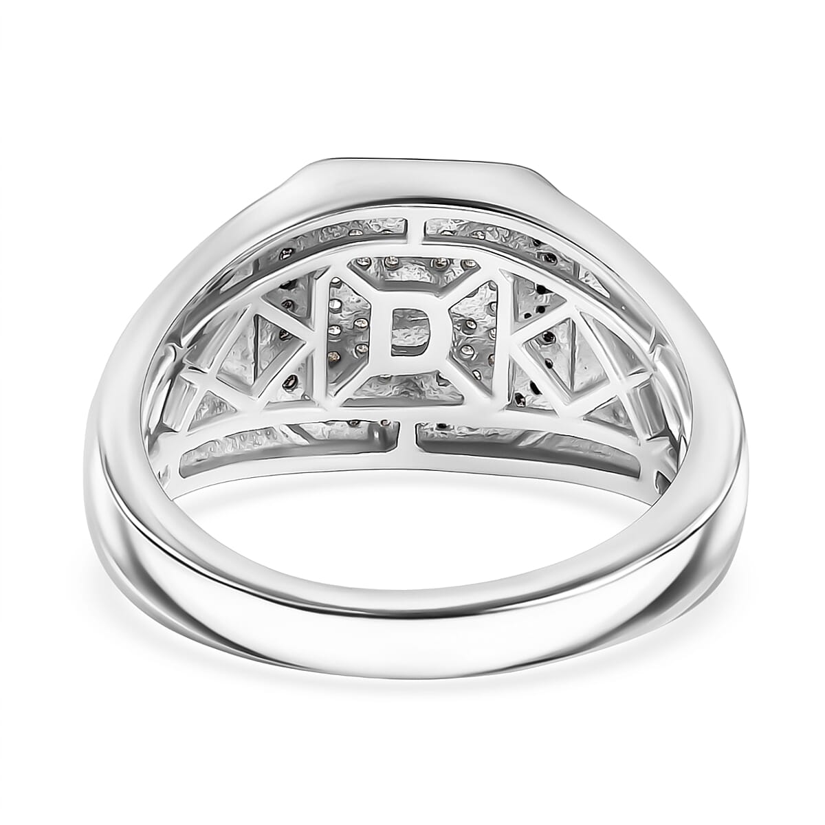 D'Joy White Diamond Mens Ring in Sterling Silver