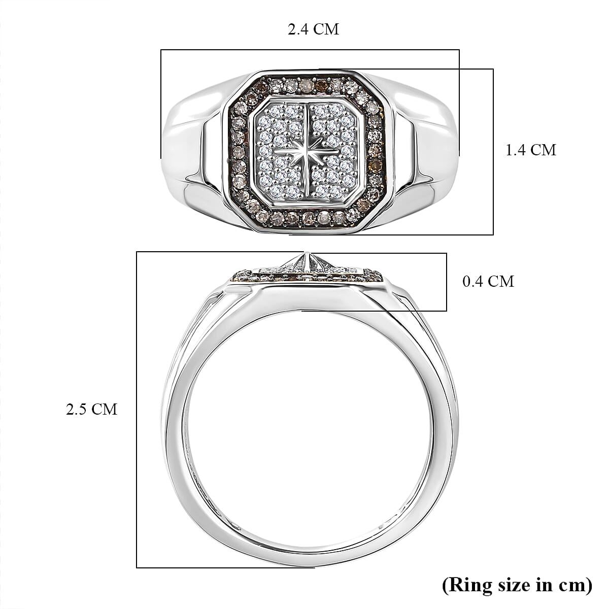 D'Joy White Diamond Mens Ring in Sterling Silver