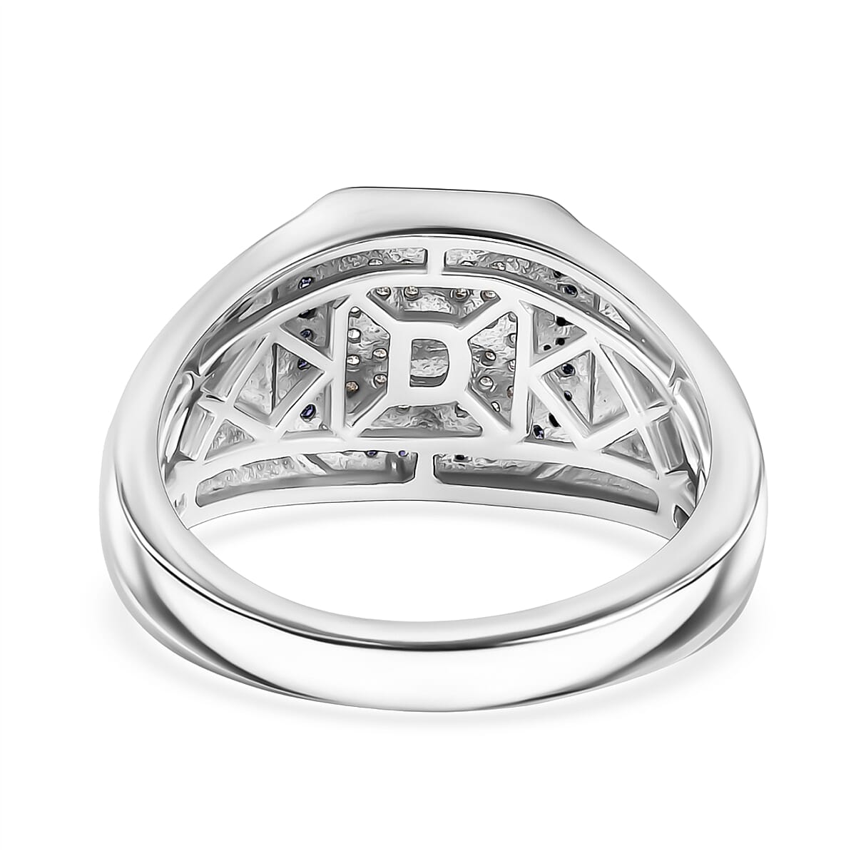 D'Joy White Diamond Mens Ring in Sterling Silver