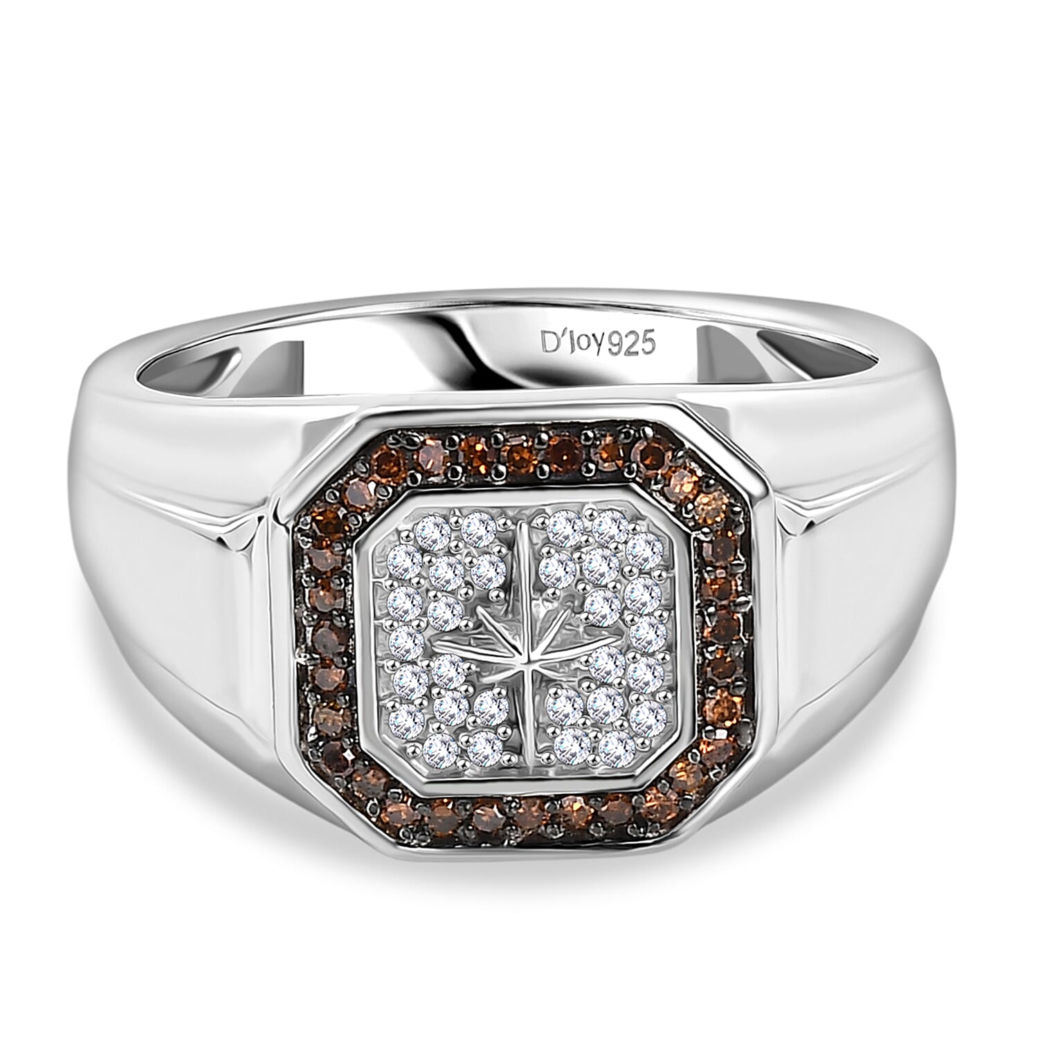 D'Joy White Diamond Mens Ring in Sterling Silver