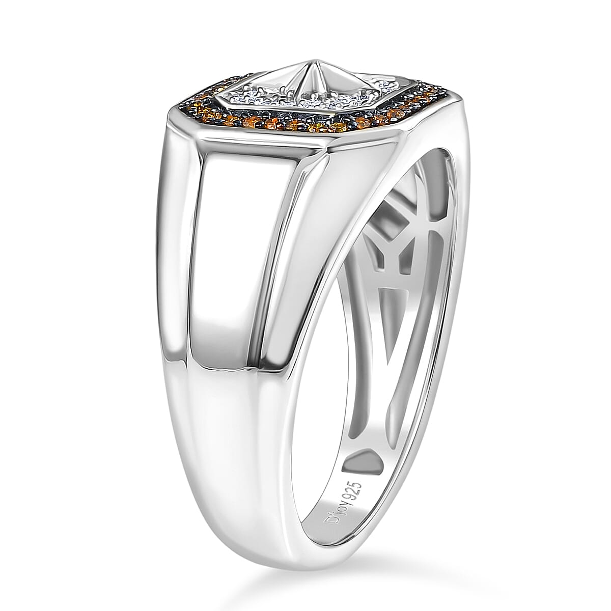 D'Joy White Diamond Mens Ring in Sterling Silver