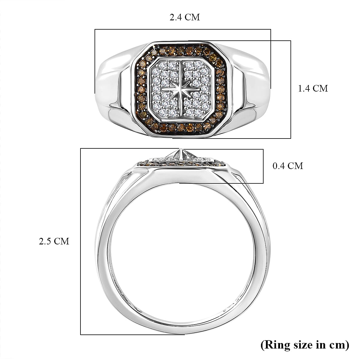 D'Joy White Diamond Mens Ring in Sterling Silver