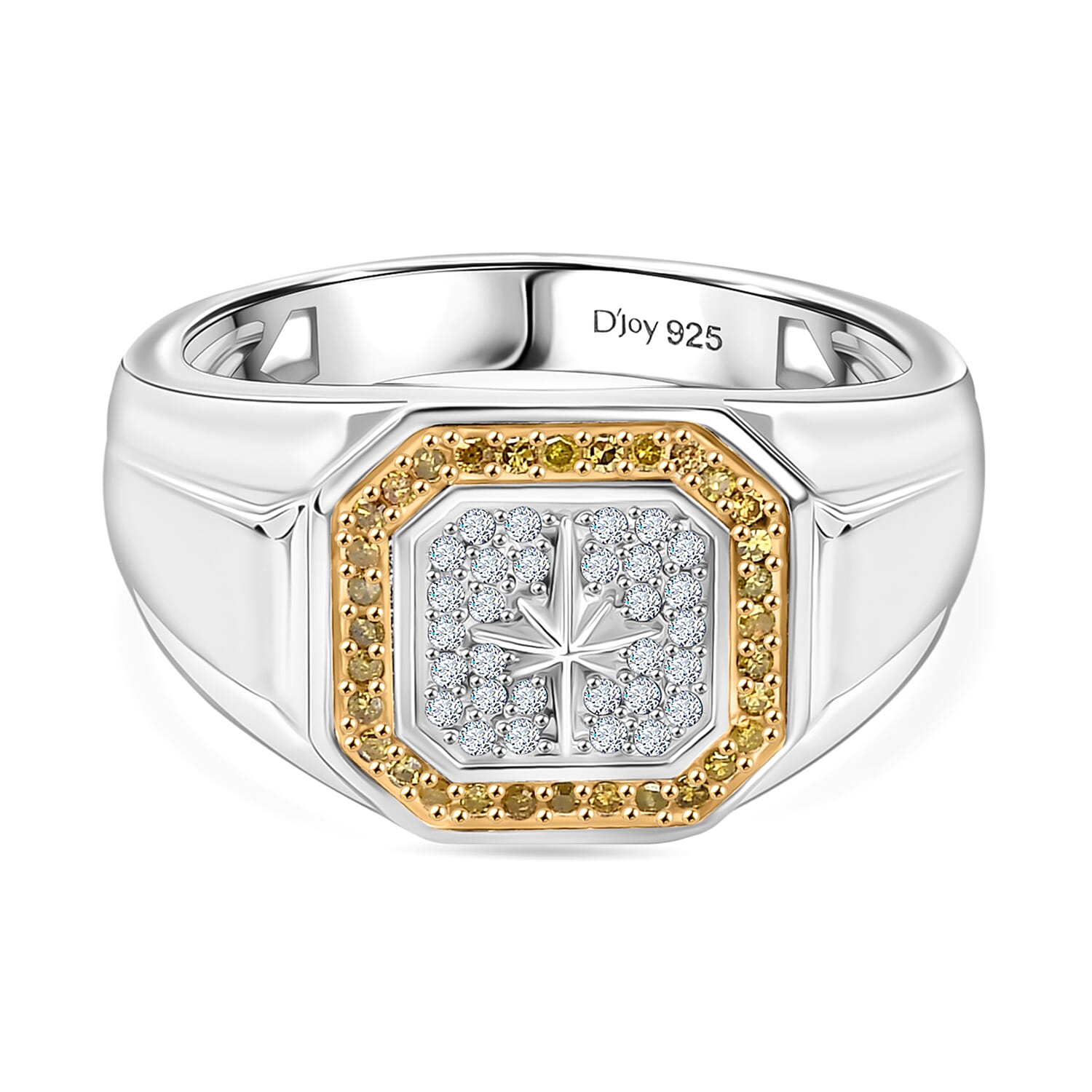 D'Joy White Diamond Mens Ring in Sterling Silver