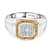 D'Joy White Diamond Men's Sunburst Ring in Sterling Silver
