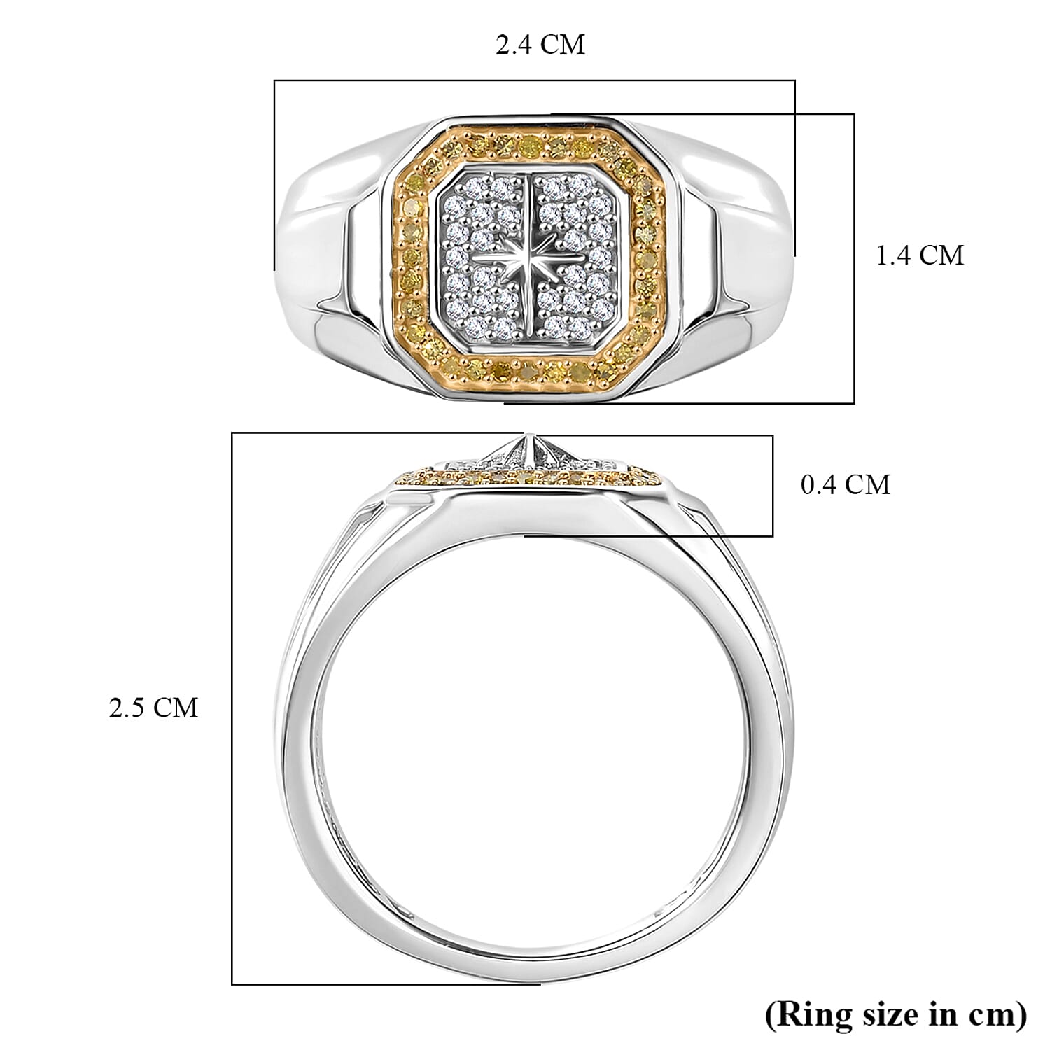 D'Joy White Diamond Mens Ring in Sterling Silver