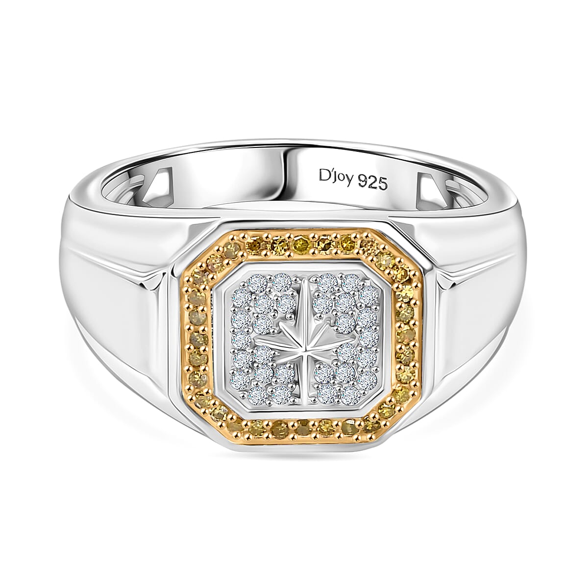 D'Joy White Diamond Mens Ring in Sterling Silver