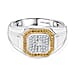 D'Joy White Diamond Men's Sunburst Ring in Sterling Silver