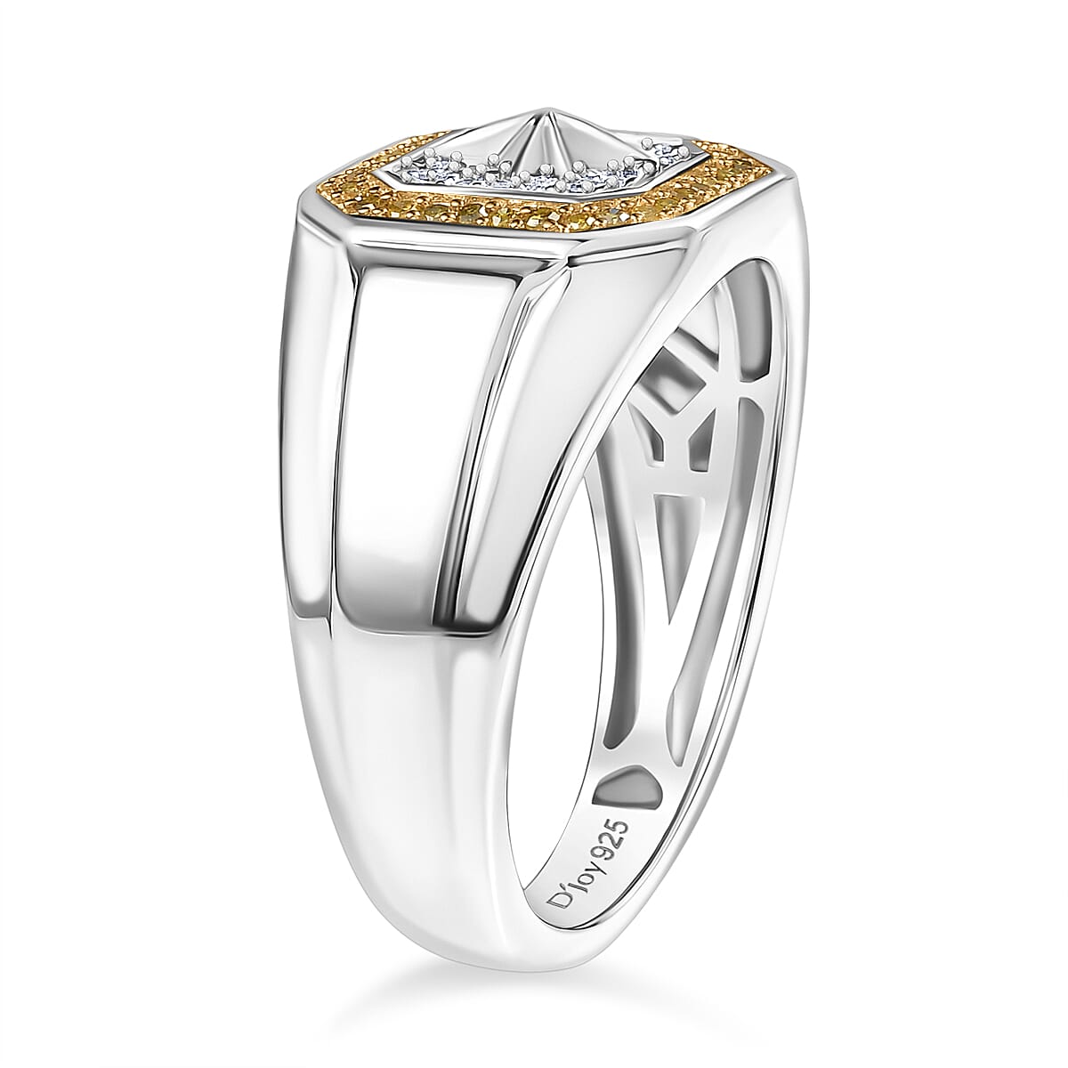 D'Joy White Diamond Mens Ring in Sterling Silver