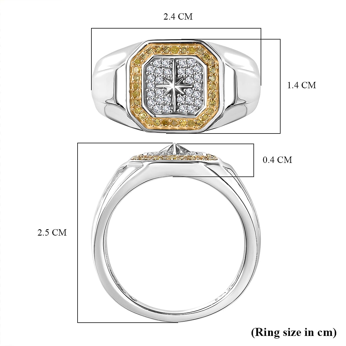 D'Joy White Diamond Mens Ring in Sterling Silver