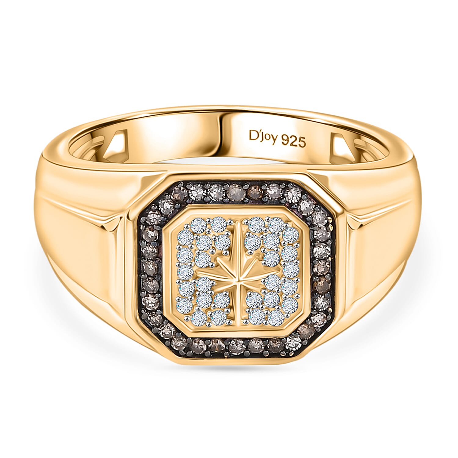 D'Joy White Diamond Mens Ring in Sterling Silver