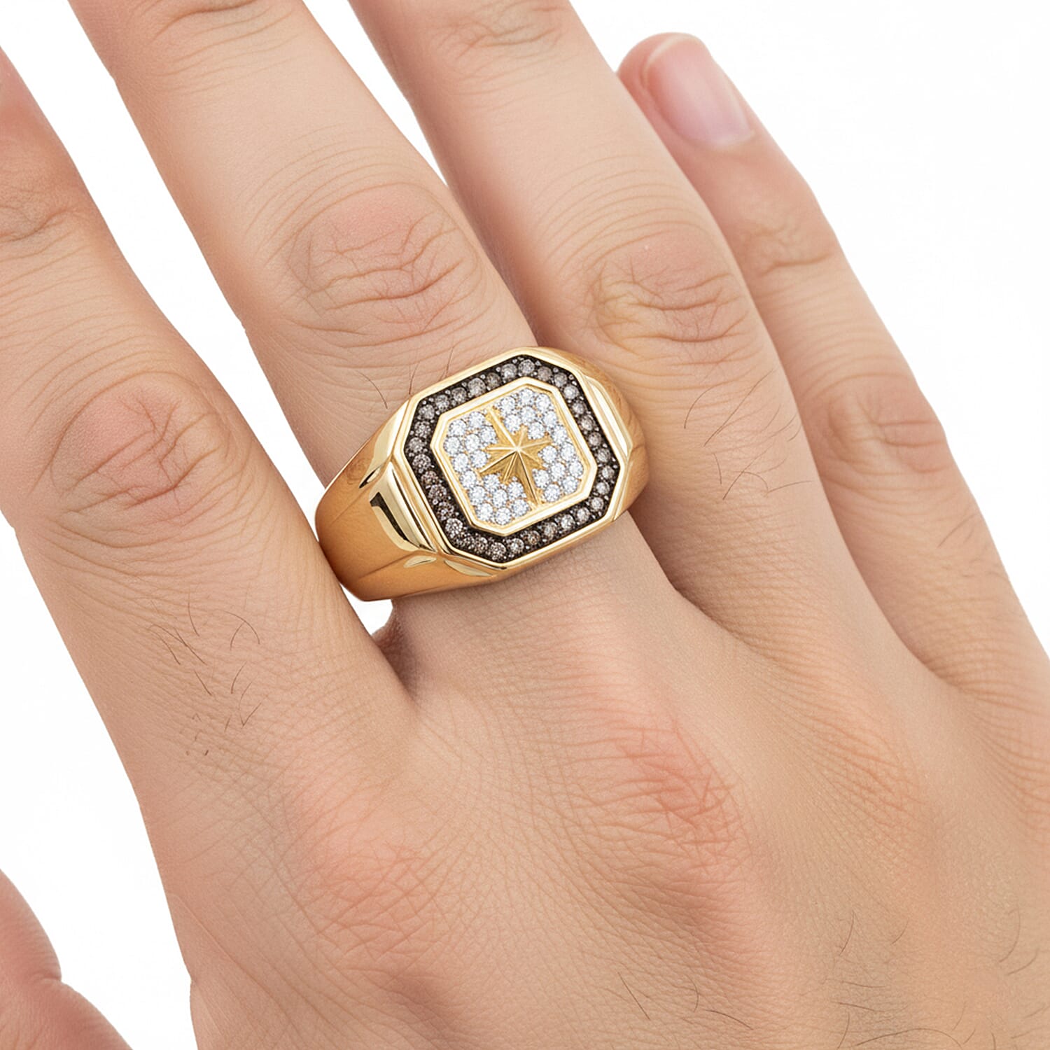 D'Joy White Diamond Mens Ring in Sterling Silver