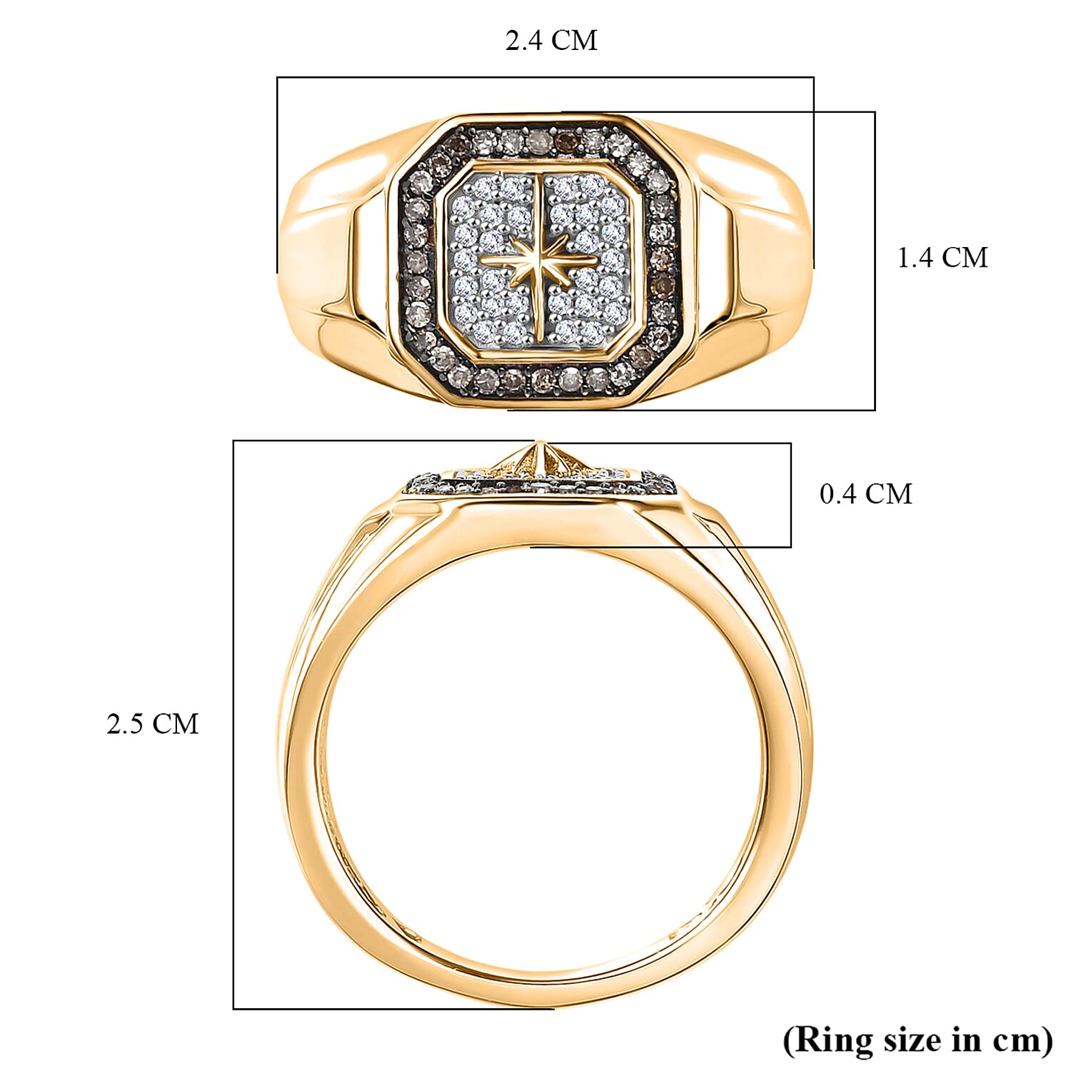 D'Joy White Diamond Mens Ring in Sterling Silver