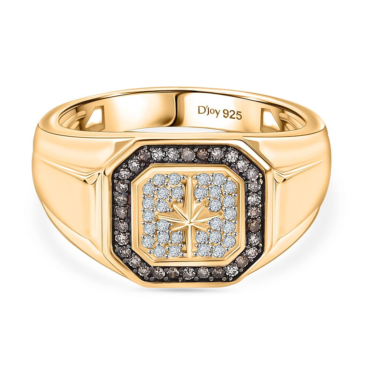 D'Joy White Diamond Mens Ring in Sterling Silver