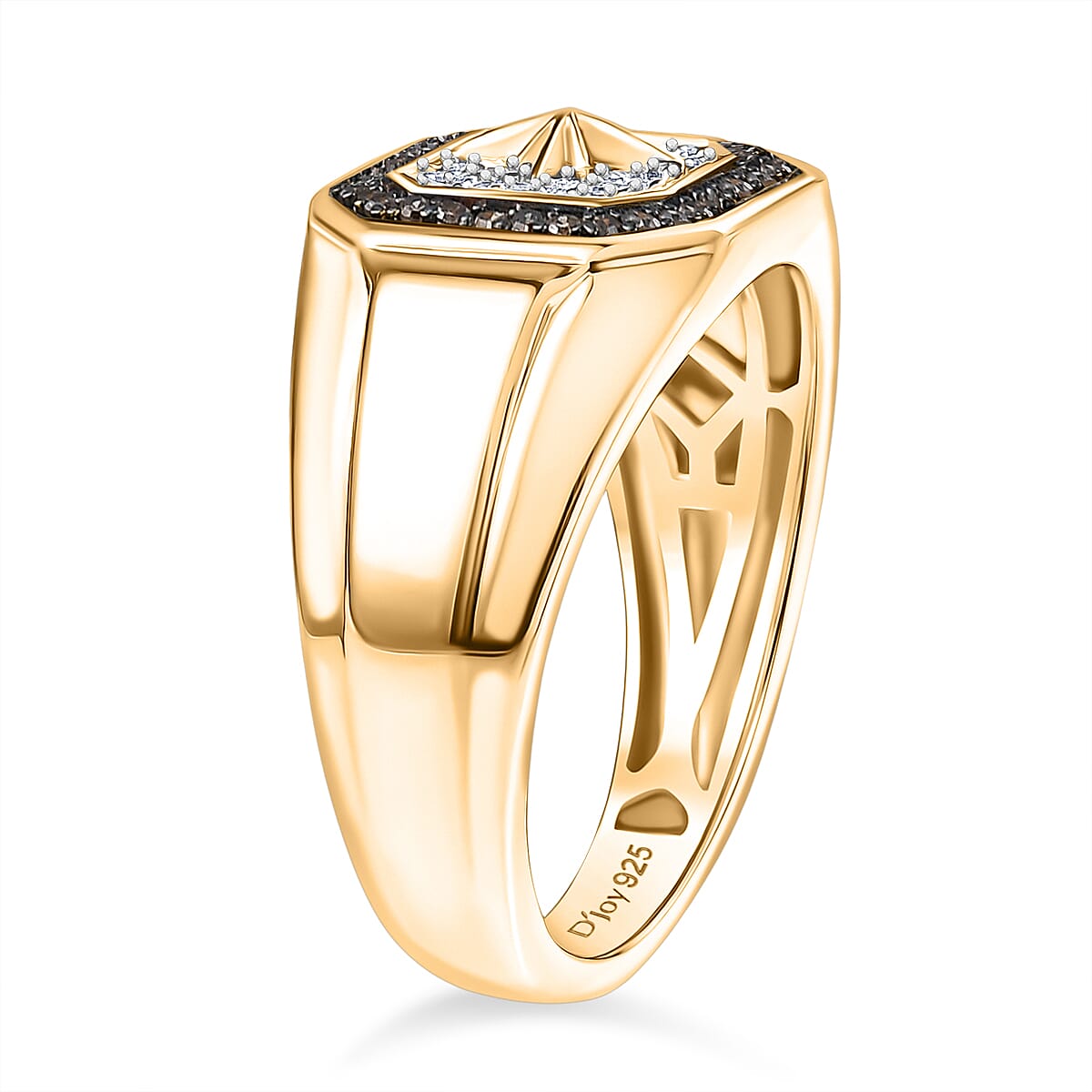 D'Joy White Diamond Mens Ring in Sterling Silver