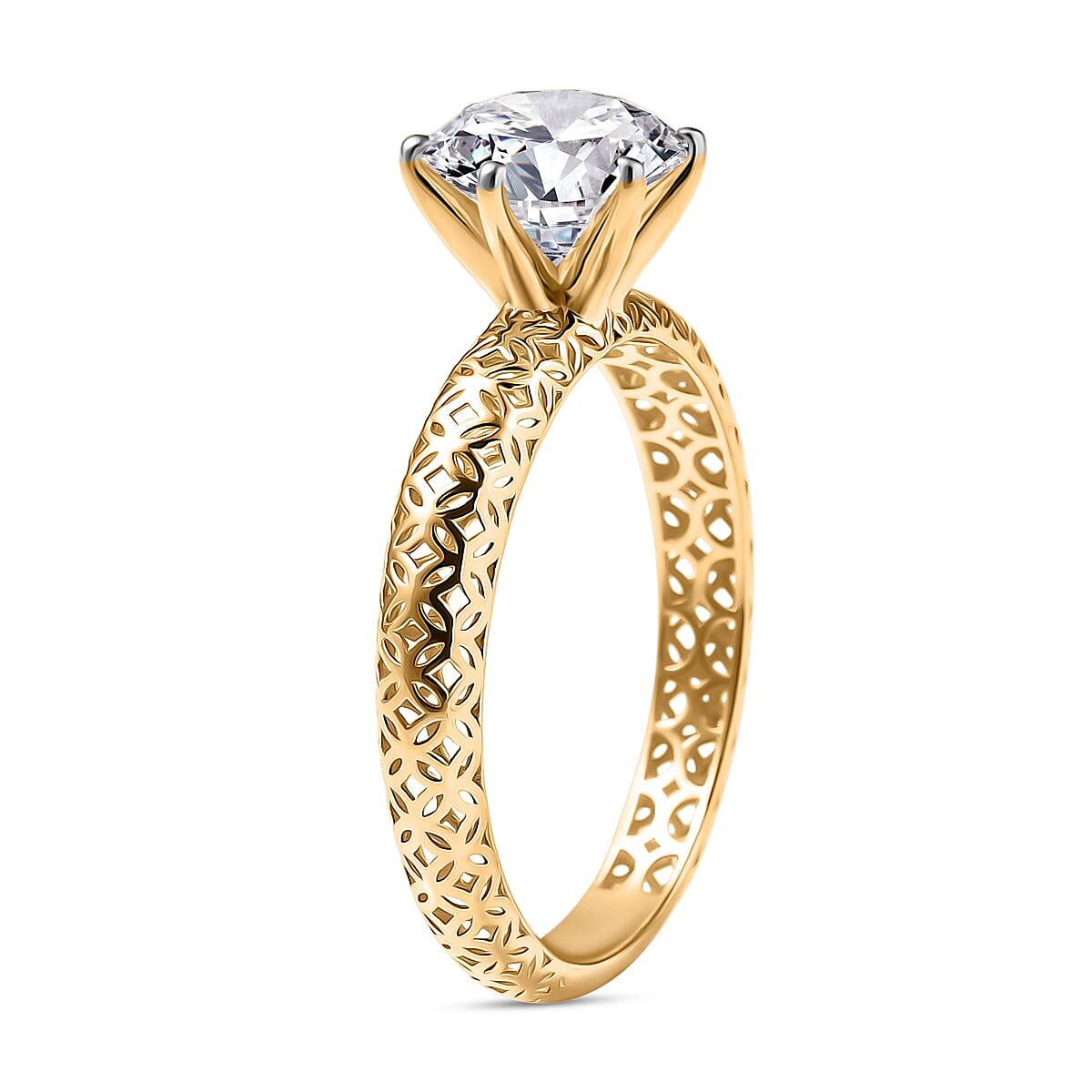 Luxuriant 9K Yellow Gold IGI Certified Lab Grown Diamond (VS-EF) Solitaire Ring 2.04 Ct.