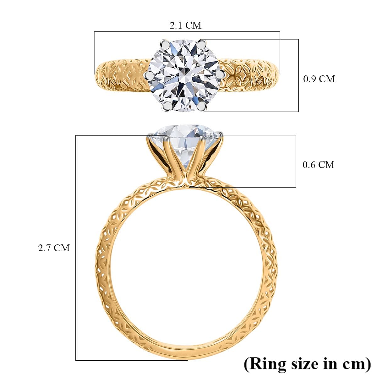 Luxuriant 9K Yellow Gold IGI Certified Lab Grown Diamond (VS-EF) Solitaire Ring 2.04 Ct.