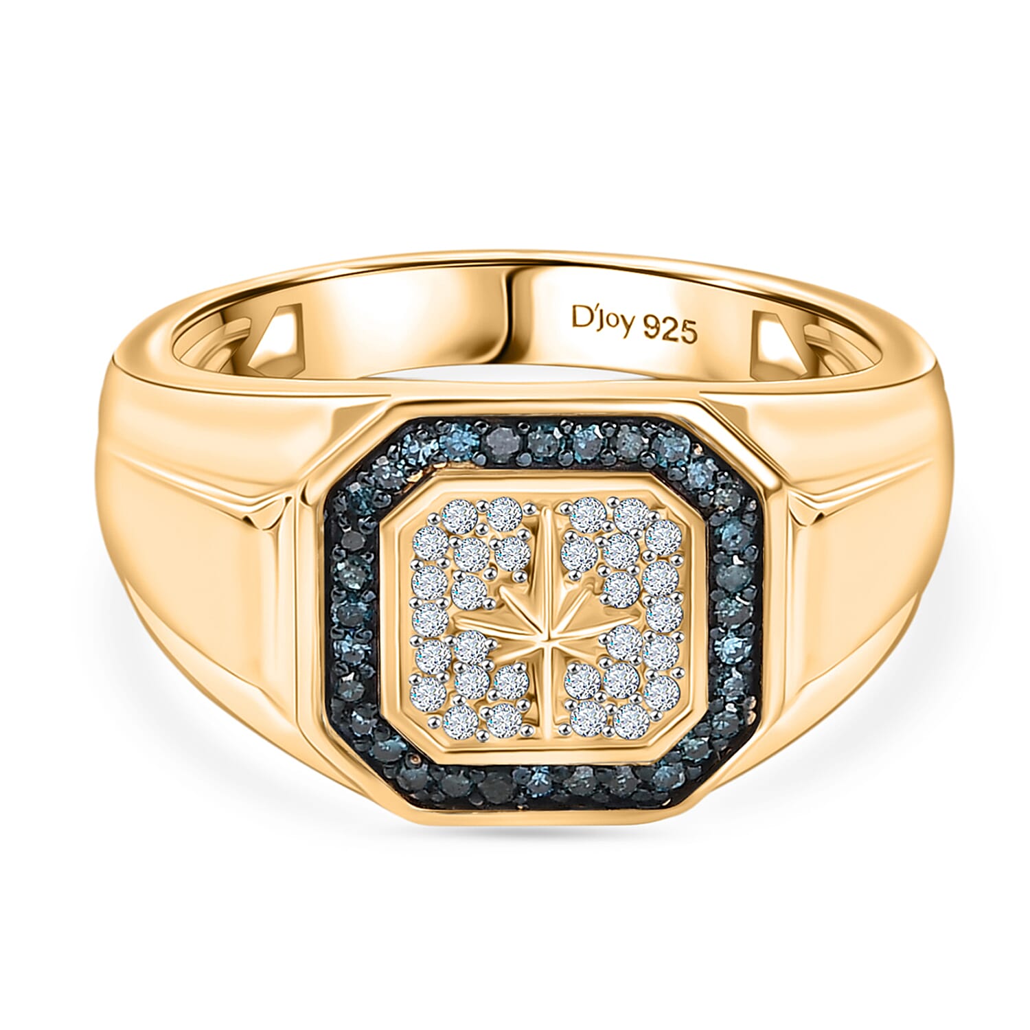 D'Joy White Diamond Mens Ring in Sterling Silver