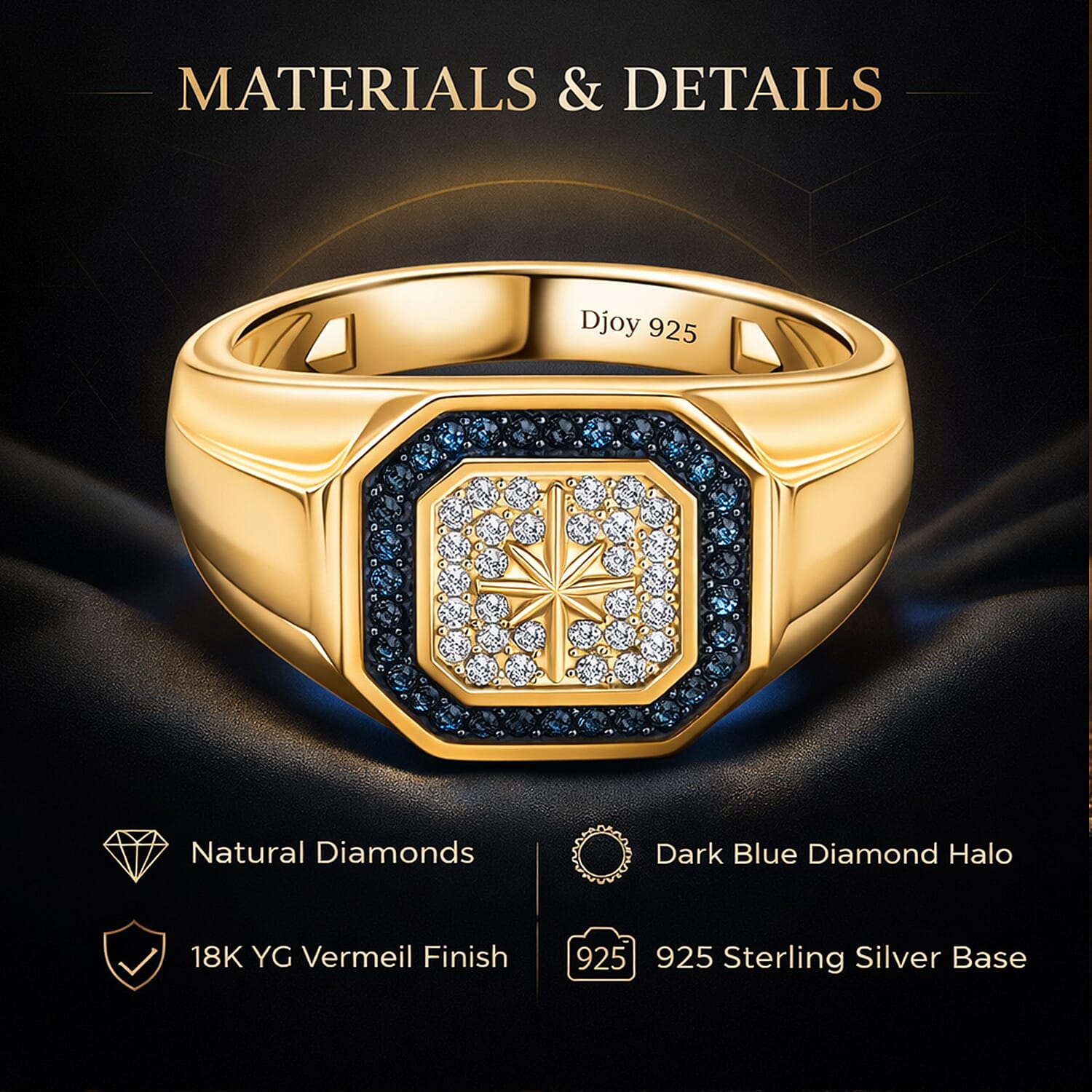 D'Joy White Diamond Mens Ring in Sterling Silver