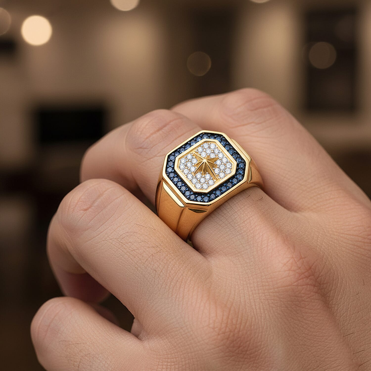 D'Joy White Diamond Mens Ring in Sterling Silver