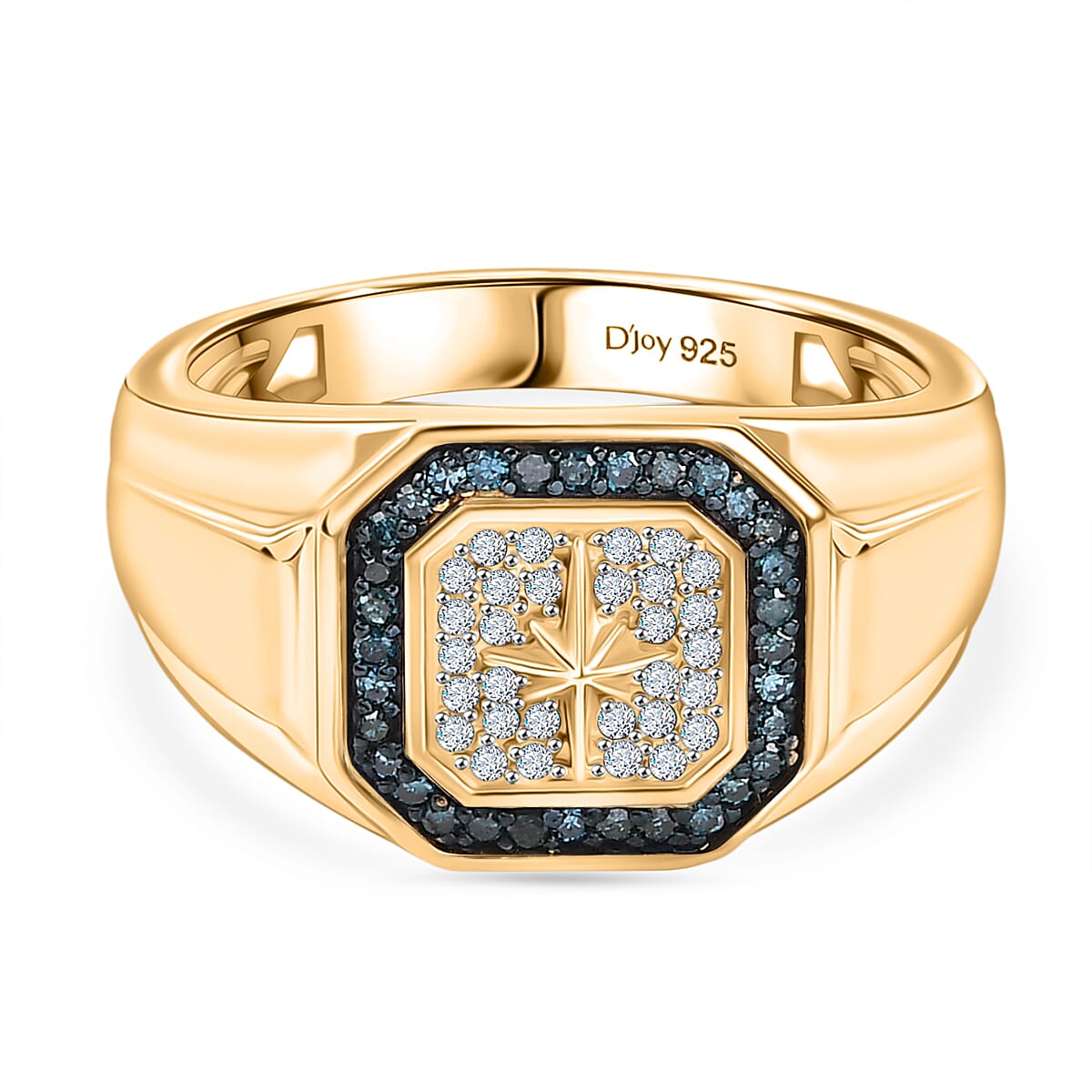 D'Joy White Diamond Mens Ring in Sterling Silver