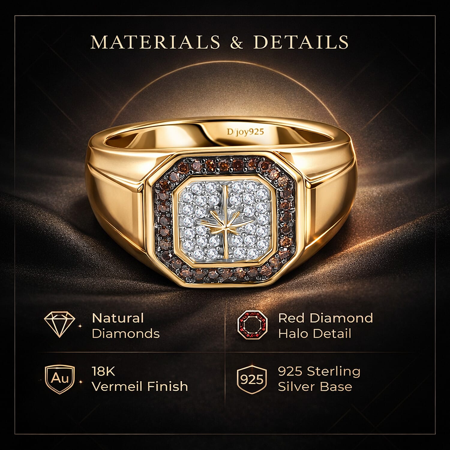 D'Joy White Diamond Mens Ring in Sterling Silver