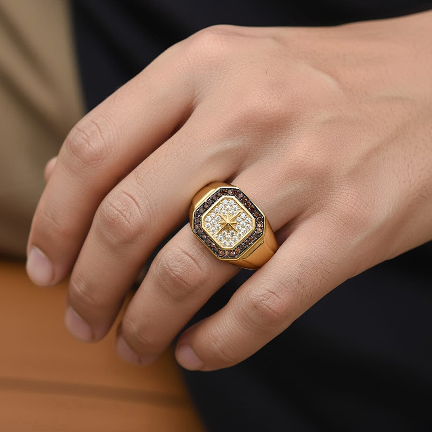 D'Joy White Diamond Mens Ring in Sterling Silver