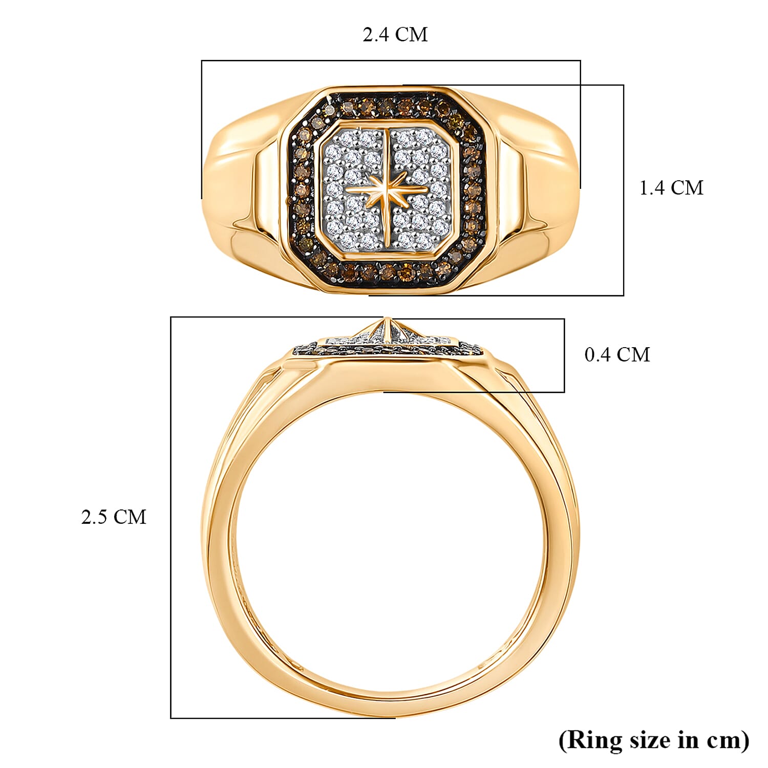 D'Joy White Diamond Mens Ring in Sterling Silver