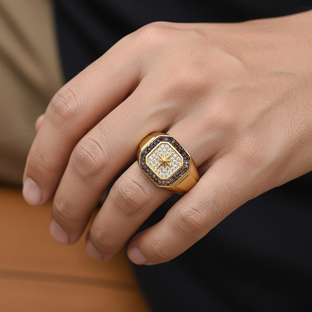 D'Joy White Diamond Mens Ring in Sterling Silver