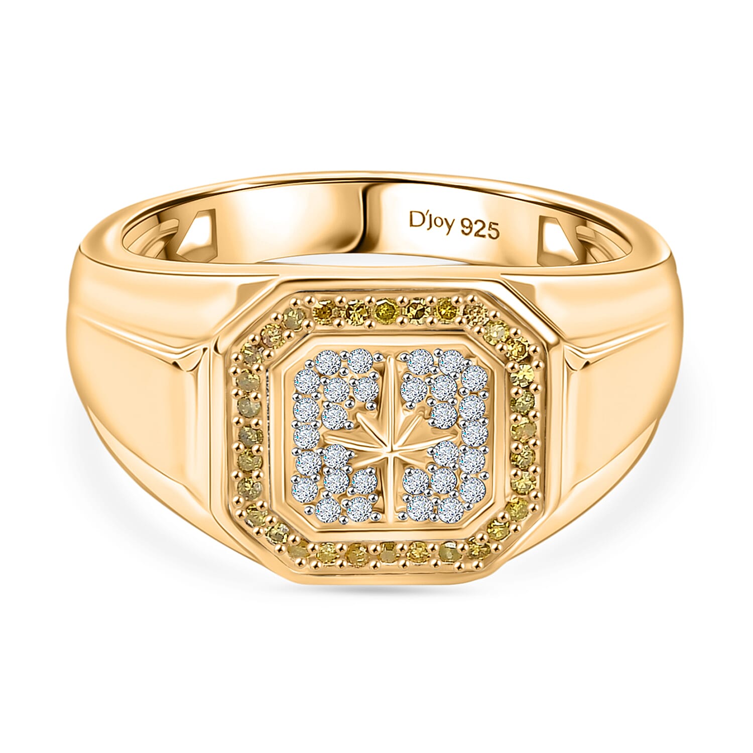 D'Joy White Diamond Mens Ring in Sterling Silver