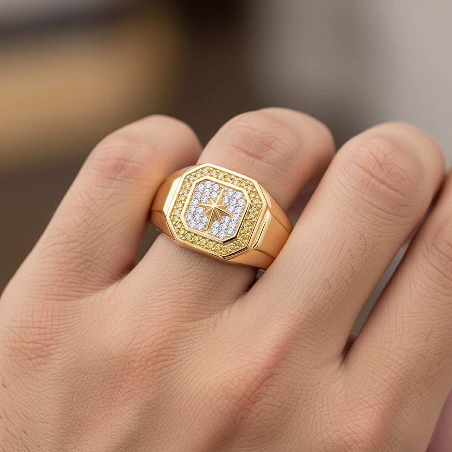 D'Joy White Diamond Mens Ring in Sterling Silver