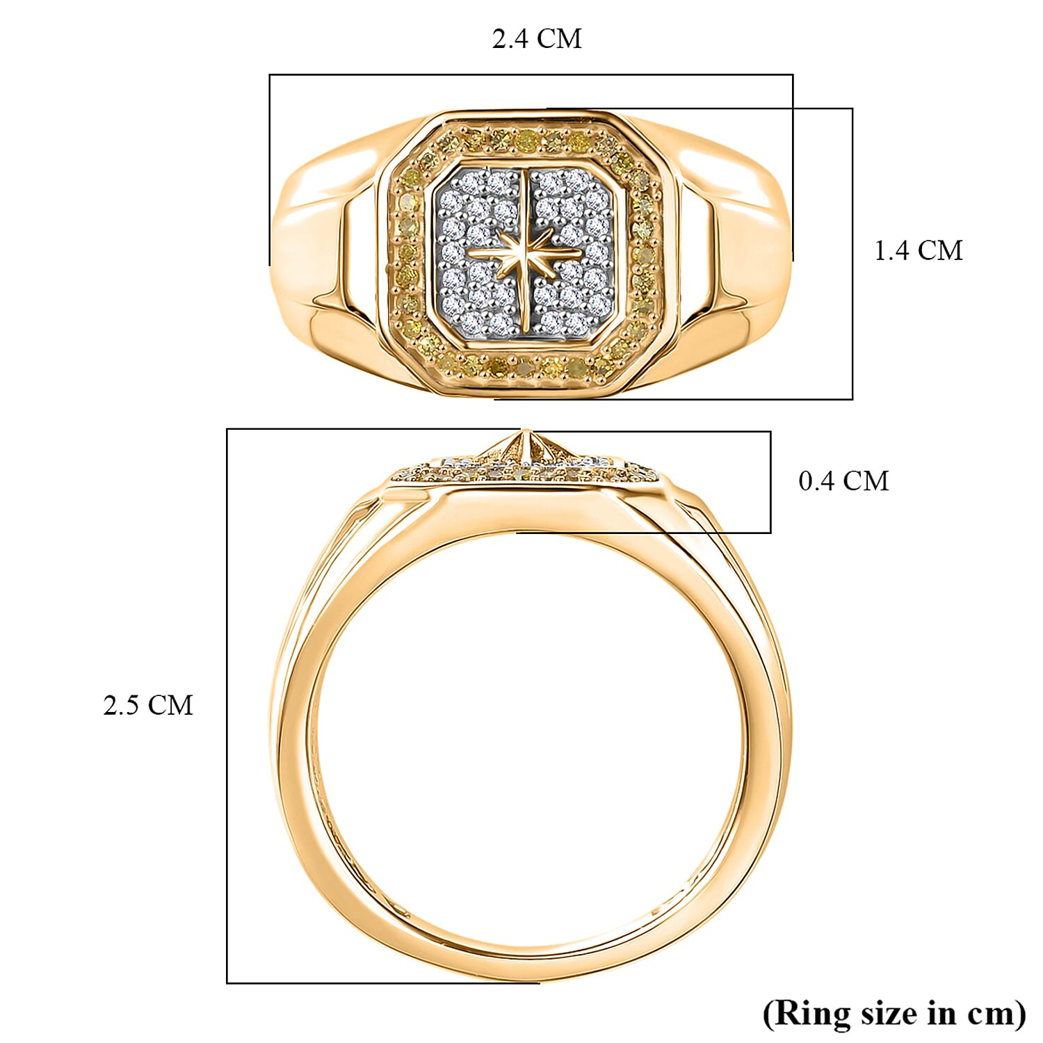 D'Joy White Diamond Mens Ring in Sterling Silver