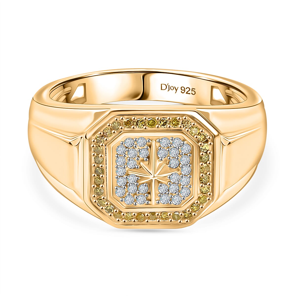 D'Joy White Diamond Mens Ring in Sterling Silver