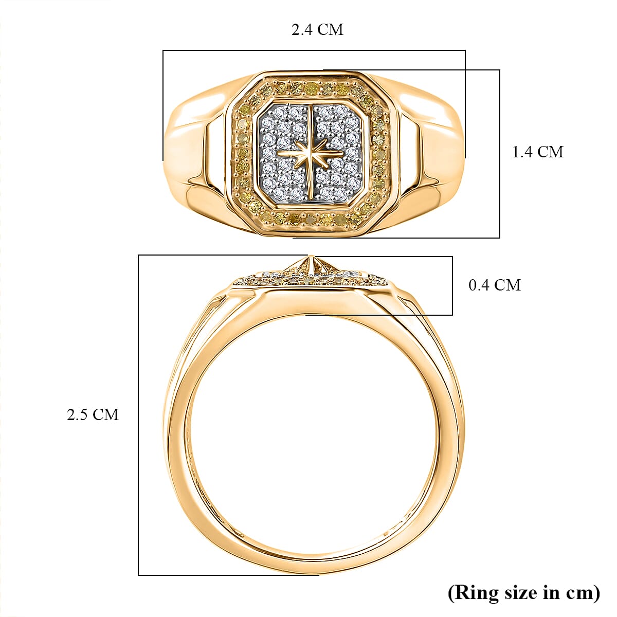 D'Joy White Diamond Mens Ring in Sterling Silver