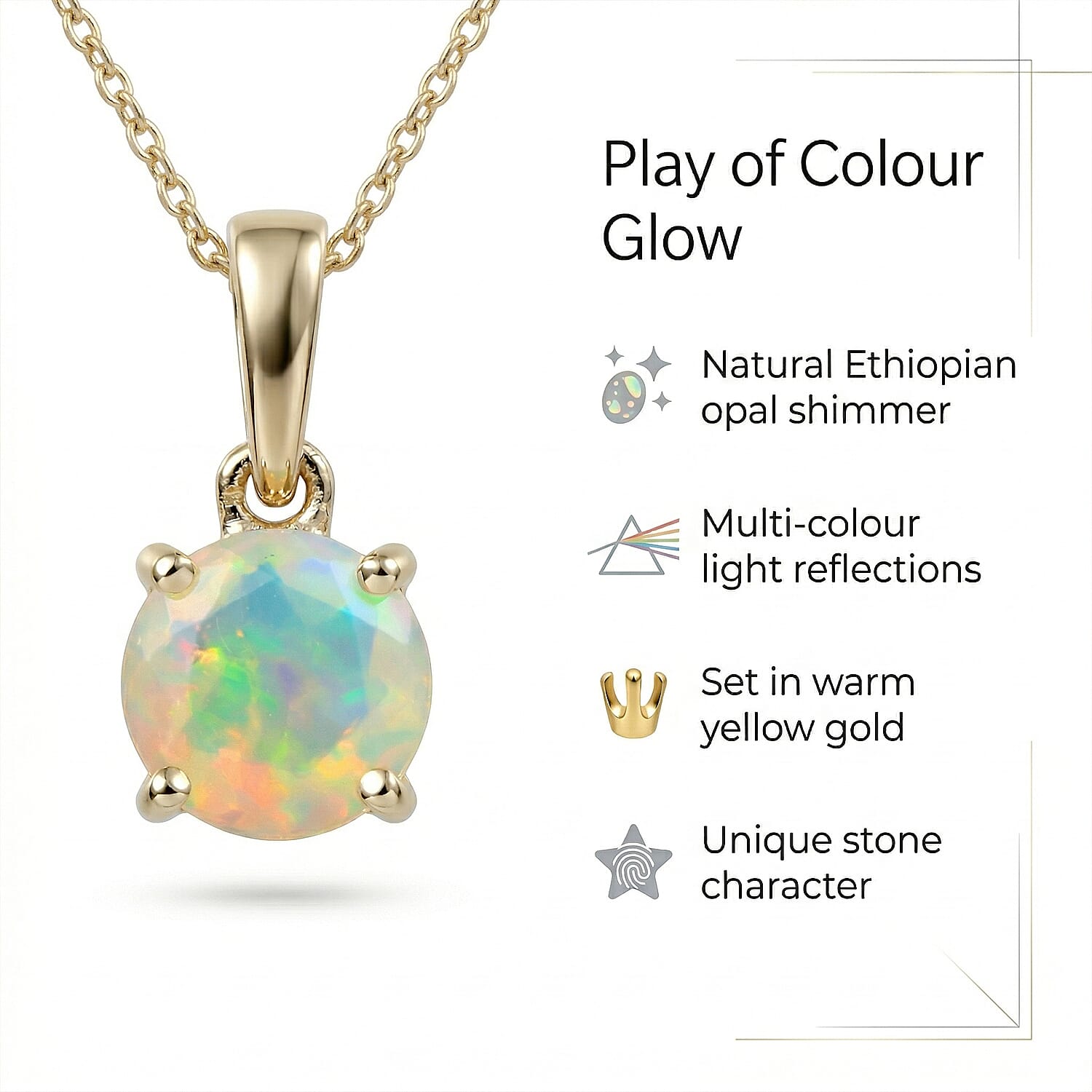 9K Yellow Gold AA Ethiopian Opal Pendant 0.53 Ct.