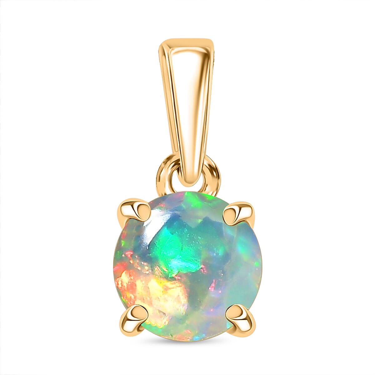 9K Yellow Gold AA Ethiopian Opal Pendant 0.53 Ct.