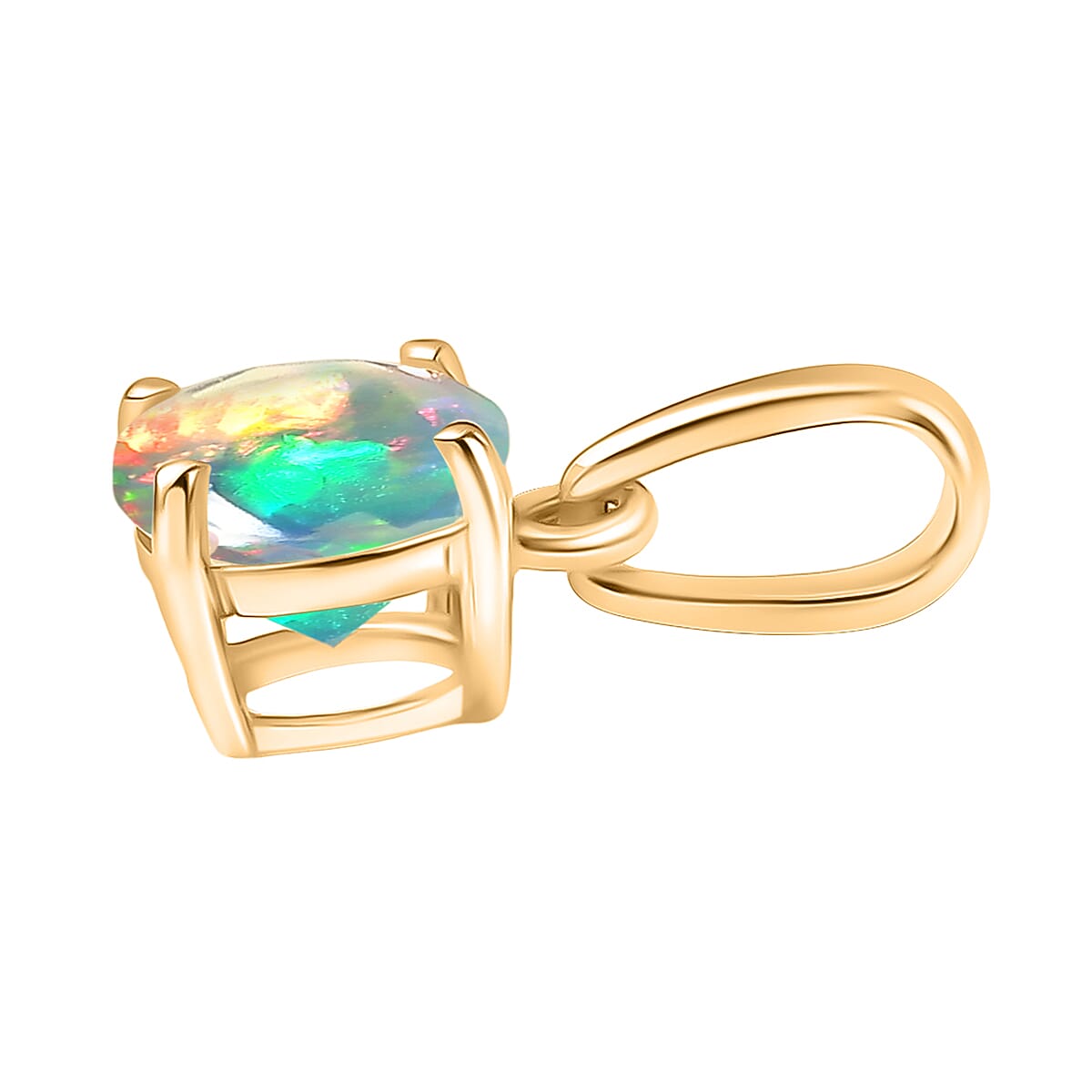 9K Yellow Gold AA Ethiopian Opal Pendant 0.53 Ct.