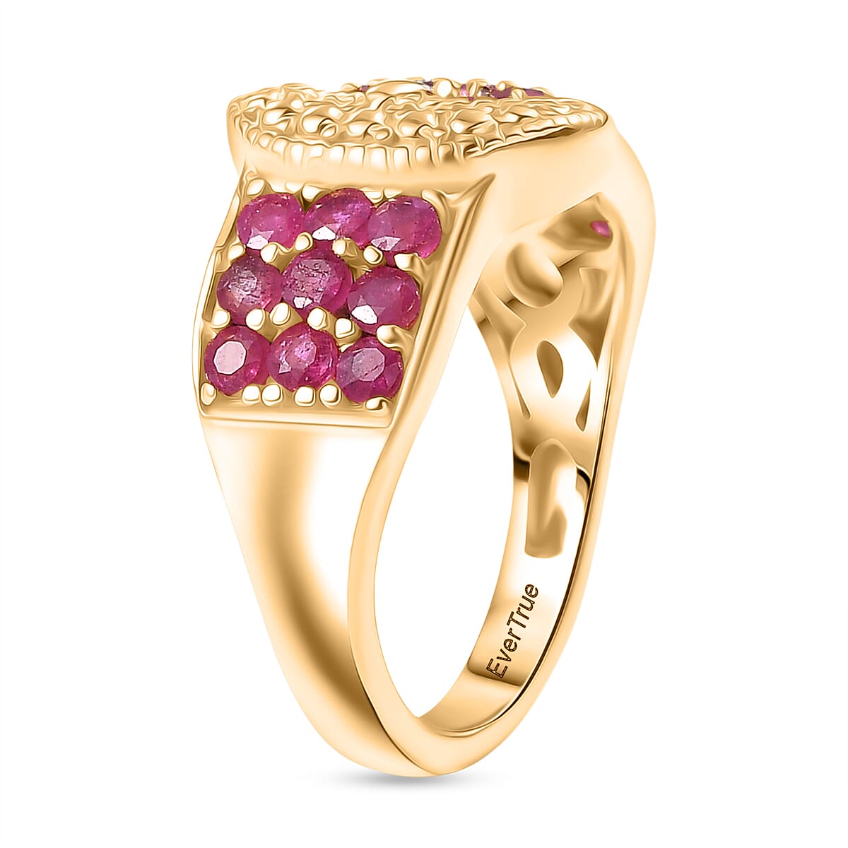 EverTrue African Ruby Buckle Ring in Yellow Gold Tone 1.56 Ct.