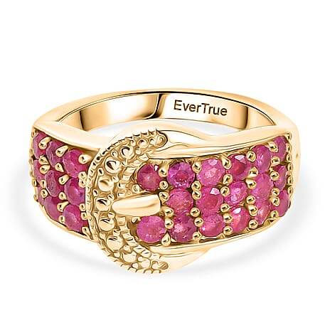 EverTrue African Ruby Buckle Ring in Yellow Gold Tone 1.56 Ct.