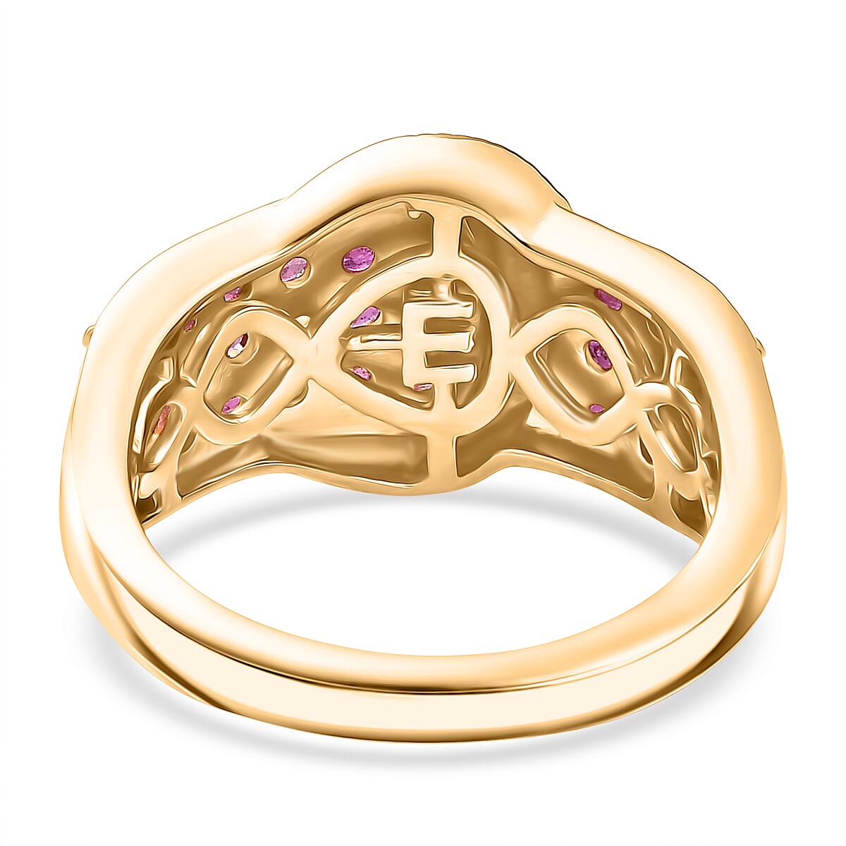 EverTrue African Ruby Buckle Ring in Yellow Gold Tone 1.56 Ct.