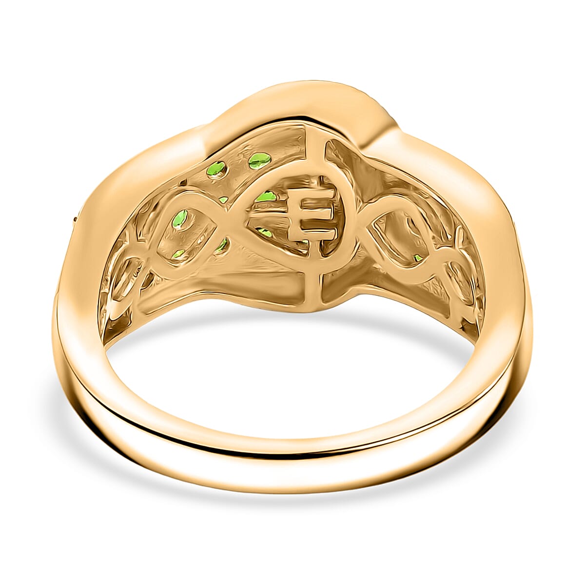 EverTrue Natural Chrome Diopside Buckle Ring in Yellow Gold Tone 1 Ct.