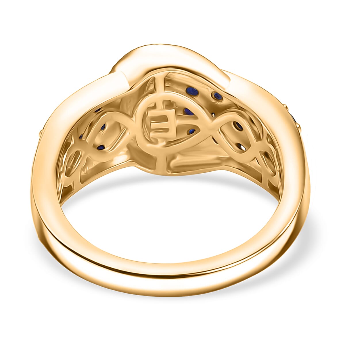 EverTrue Fissure Filled Blue Sapphire Buckle Ring in Yellow Gold Plated 1.53 Ct.