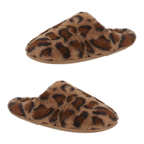 Jo-Joe Callie Womens Faux Fur Mule Slippers (Size 8) - Leopard