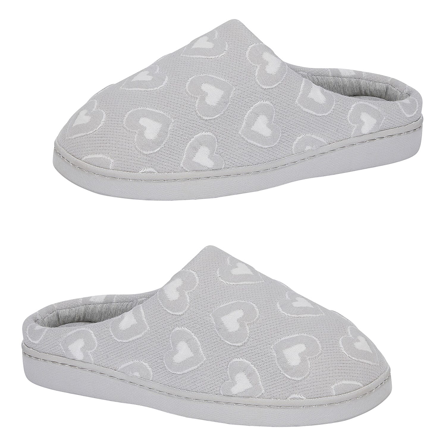 Jo-Joe Athena Heart Print Soft Mule Slippers (Size 5) - Grey