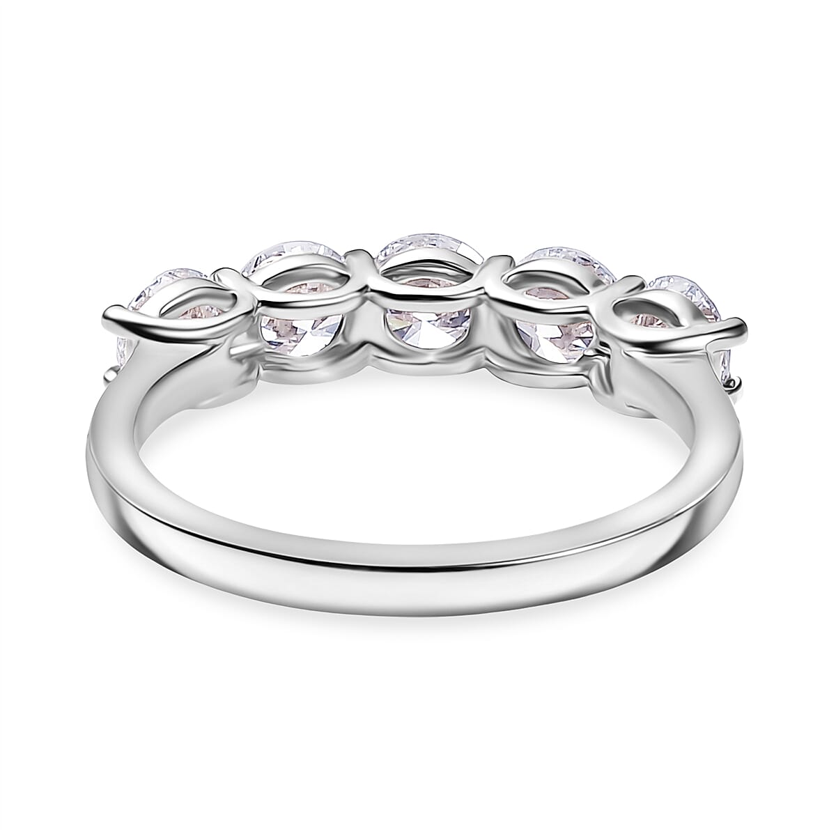 Luxuriant Lab Grown Diamond 5 Stone Ring in Rhodium OverlaySterling Silver  1.645  Ct.