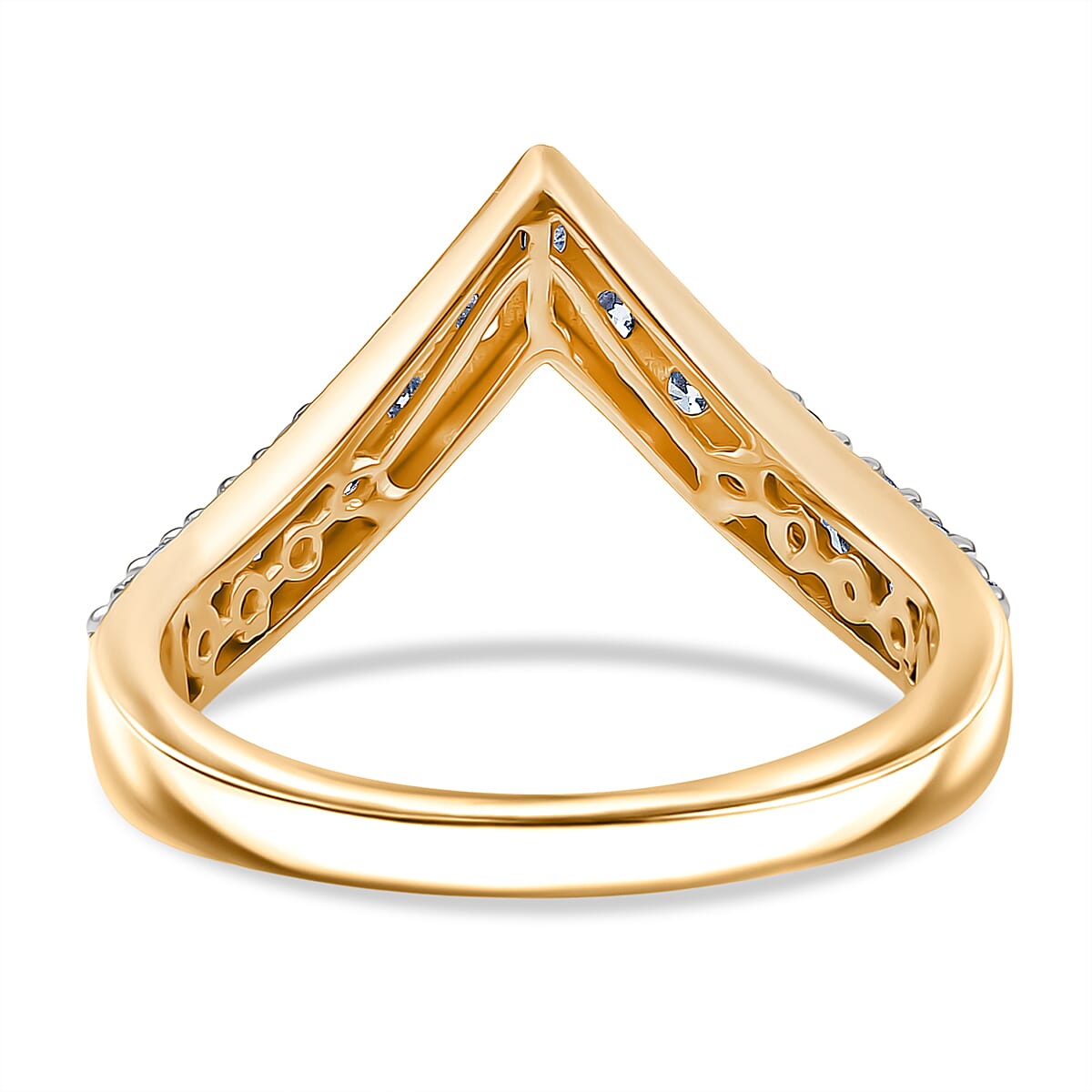 Luxuriant Lab Grown Diamond (SI-GH) Chevron Knife Edge Ring in 18K Vermeil Yellow Gold Plated Sterling Silver 1.01 Ct.