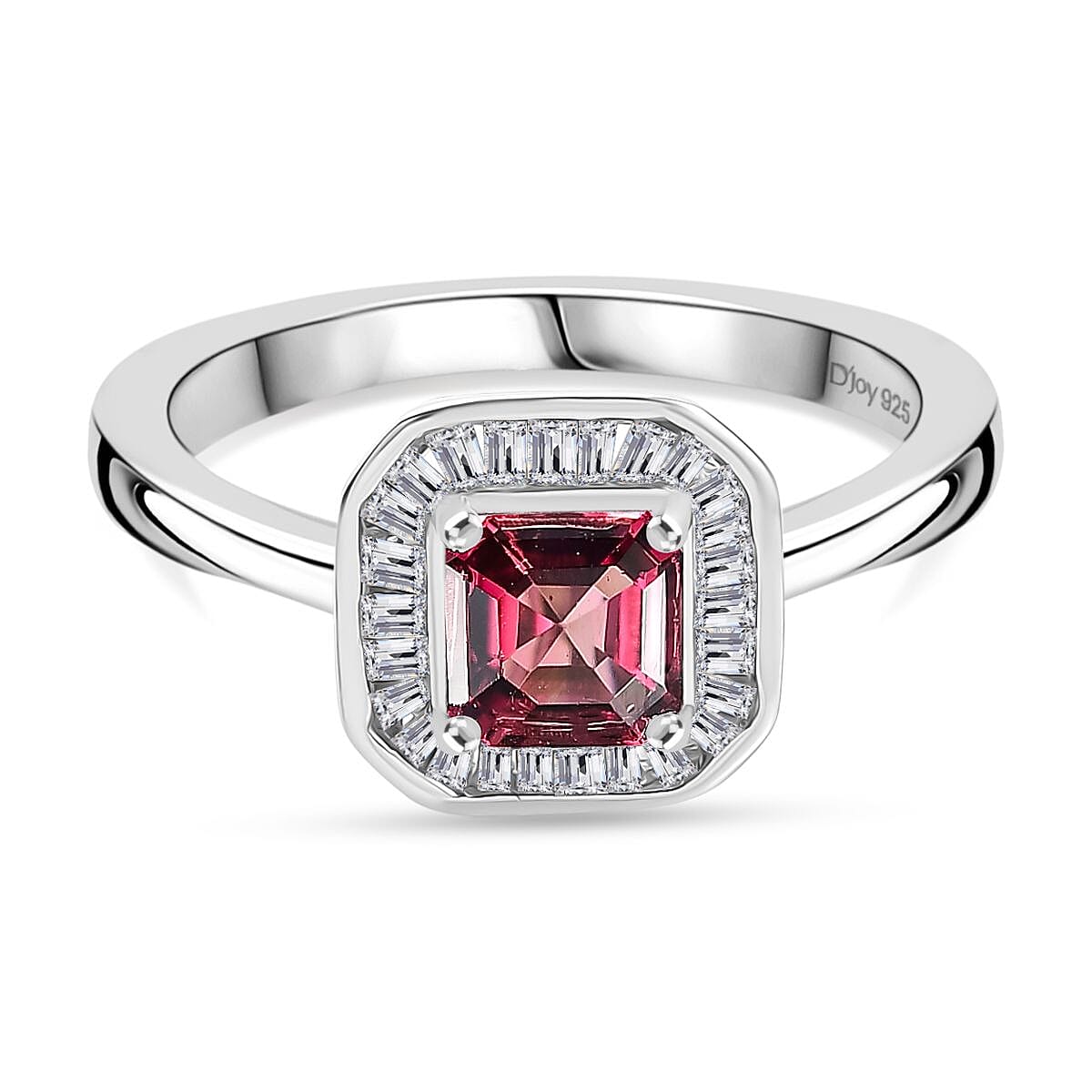 EXTREMELY RARE AND LIMITED - AAA Byzantine Tourmaline & White Diamond Halo Ring in Rhodium Overlay Sterling Silver